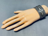 Important Vintage Native American Navajo Hand Repoussed Sterling Silver Thick Bracelet-Nativo Arts