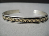 Superior Vintage Native American Navajo 14k Gold Sterling Silver Bruce Morgan Bracelet-Nativo Arts