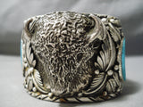 Giant Heavy Buffalo Native American Navajo Turquoise Sterling Silver Bracelet- 202 Grams!-Nativo Arts