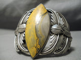 One Of The Biggest Native American Navajo Bumble Bee Sterling Silver Jasper Bracelet-Nativo Arts