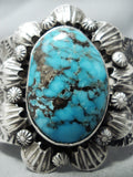 Signed Vintage Native American Navajo Blue Diamond Turquoise Sterling Silver Bracelet-Nativo Arts