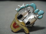 Important Daisy Duck Zuni Native American Turquoise Sterling Silver Disney Ring-Nativo Arts