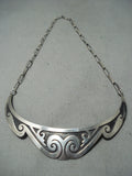 Important Vintage Native American Hopi Cleopatra Sterling Silver Waterwave Necklace-Nativo Arts
