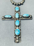Newsworthy Vintage Native American Zuni Turquoise Sterling Silver Cross Necklace-Nativo Arts