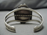 Rare Aqua Blue Turquoise Vintage Native American Navajo Sterling Silver Bracelet Old-Nativo Arts