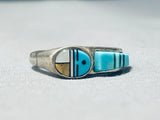 Detailed Native American Navajo Turquoise Sterling Silver Sunface Ring-Nativo Arts