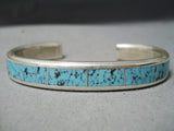 Dramatic Vintage Native American Zuni Turquoise Sterling Silver Bracelet Old-Nativo Arts
