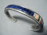 Important Vintage Native American Navajo Lapis Sterling Silver Bracelet Old-Nativo Arts