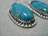 Important Jeanette Dale Native American Navajo Blue Diamond Turquoise Sterling Silver Earrings-Nativo Arts