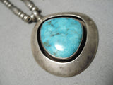 Stunning Vintage Native American Navajo Carico Lake Turquoise Sterling Silver Necklace Old-Nativo Arts