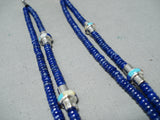 One Of The Best Native American Zuni Lapis Sterling Silver Inlay Necklace-Nativo Arts
