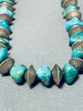 Hand Tooled Vintage Native American Navajo Turquoise Sterling Silver Necklace-Nativo Arts