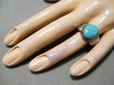 Important Vintage Native American Navajo Blue Gem Turquoise Sterling Silver Ring-Nativo Arts
