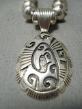 Quality Work!! Vintage Native American Navajo Hand Tooled Sterling Silver Necklace Old-Nativo Arts