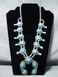 Bisbee Turquoise Vintage Native American Navajo Sterling Silver Squash Blossom Necklace Old-Nativo Arts