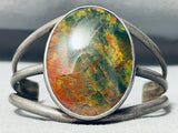 One Of The Most Unique Vintage Native American Navajo Green Jasper Sterling Silver Bracelet-Nativo Arts