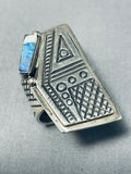 One Of The Best Most Intricate Vintage Native American Navajo Lapis Sterling Silver Ring-Nativo Arts