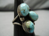 Important Vintage Native American Navajo Dry Creek Turquoise Sterling Silver Ring Old-Nativo Arts