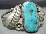 Freddy Guerro Vintage Native American Navajo Carico Lake Turquoise Sterling Silver Bracelet-Nativo Arts