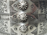 Early Vintage Native American Navajo Repoussed Sterling Silver Wide Bracelet-Nativo Arts