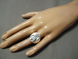 Important Kachina Artist Zuni Native American Turquoise Sterling Silver Ring-Nativo Arts