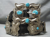 Amazing Vintage Navajo Old Kingman Turquoise Sterling Silver Concho Belt Native American-Nativo Arts