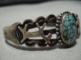 Amazing Early 1900's Vintage Native American Navajo Sterling Silver Spiderweb Turquoise Bracelet-Nativo Arts