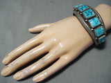 Magnificent Vintage Native American Hopi Kingman Turquoise Sterling Silver Bracelet Old-Nativo Arts