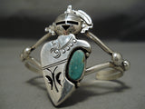 One Of The Best Native American Navajo Sterling Silver Green Turquoise Kachina Bracelet-Nativo Arts