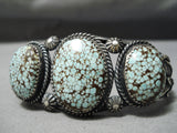 One Of The Best Vintage Native American Navajo #8 Turquoise Sterling Silver Bracelet Old-Nativo Arts