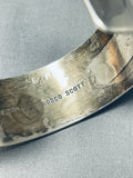 Unbelievable Native American Navajo Signed Sterling Silver Handcarved Tracks Bracelet-Nativo Arts