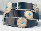 Gorgeous Vintage Native American Navajo Kingman Turquoise Sterling Silver Concho Belt-Nativo Arts
