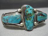 Important Verdy Jake Native American Navajo Green Bisbee Turquoise Sterling Silver Bracelet-Nativo Arts