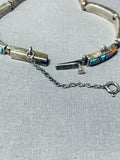 Extreme Intricacy Vintage Native American Navajo Turquoise Sterling Silver Clasp Bracelet-Nativo Arts