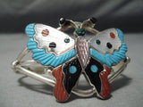 Cute Tammy Pinto Zuni Native American Turquoise Coral Sterling Silver Bracelet-Nativo Arts
