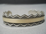 Authentic Vintage Native American Navajo Sterling Silver Real Gold Bracelet-Nativo Arts