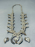Native American Unique Naja Vintage Navajo Turquoise Sterling Silver Squash Blossom Necklace-Nativo Arts