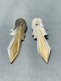 Important Leo Nez Vintage Native American Navajo Gold Sterling Silver Earrings-Nativo Arts