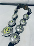 Rare Vintage Native American Navajo Green Turquoise Sterling Silver Concho Belt-Nativo Arts