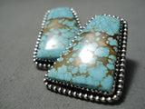 Impressive Native American Navajo #8 Turquoise Sterling Silver Earrings-Nativo Arts