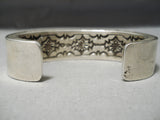 Thick Heavy Sturdy Navajo Stamp Genius Sterling Silver Native American Bracelet-Nativo Arts
