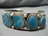 Stunning Vintage Native American Navajo Blue Gem Turquoise Sterling Silver Bracelet Cuff Old-Nativo Arts