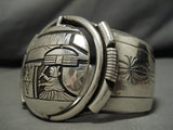 Important Leonard Nez Vintage Native American Navajo Turquoise Sterling Silver Bracelet Old-Nativo Arts