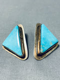 Maryanne Padilla Vintage Native American Navajo Blue Turquoise Sterling Silver Earrings Signed-Nativo Arts