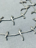 Absolutely Incredible Vintage Native American Navajo Sterling Silver Bird Fetish Necklace-Nativo Arts