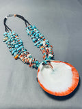 Native American Huge Vintage Santo Domingo Turquoise Shell Sterling Silver Heishi Necklace-Nativo Arts