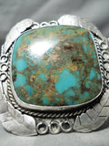 One Of Best Vintage Native American Navajo Squared Royston Turquoise Sterling Silver Bracelet-Nativo Arts