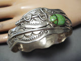 One Of The Best Vintage Native American Navajo Gaspeite Sterling Silver Bangle Bracelet-Nativo Arts