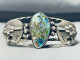The Most Unique Vintage Native American Navajo Abalone Brownbear Sterling Silver Bracelet-Nativo Arts