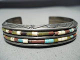 Thicker Heavy Vintage Native American Navajo Turquoise Heishi Sterling Silver Bracelet Old-Nativo Arts